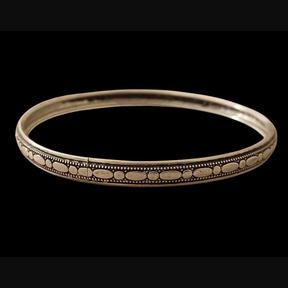 Vintage 925 Sterling Silver 5.5mm Size 8 Patterned Bangle Bracelet